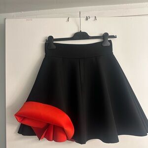 H&M Black Skater Skirt with Red Accent